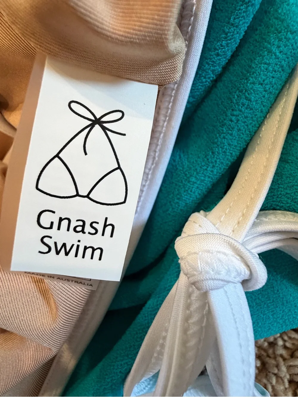 New small 4 free people gnash towelling one piece swimsuit teal white halter - Picture 5 of 16